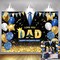 7x5ft Happy Father's Day Backdrop Love You Dad Theme Party Decorations Background Blue Gold Glitter Balloons Thanks Dad Photography Banner Father's Day Family Decor Supplies